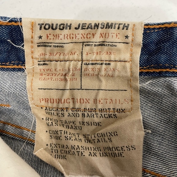 Tough JeanSmith vintage men size 28 patchwork embellished/whiskering jeans - Picture 7 of 12